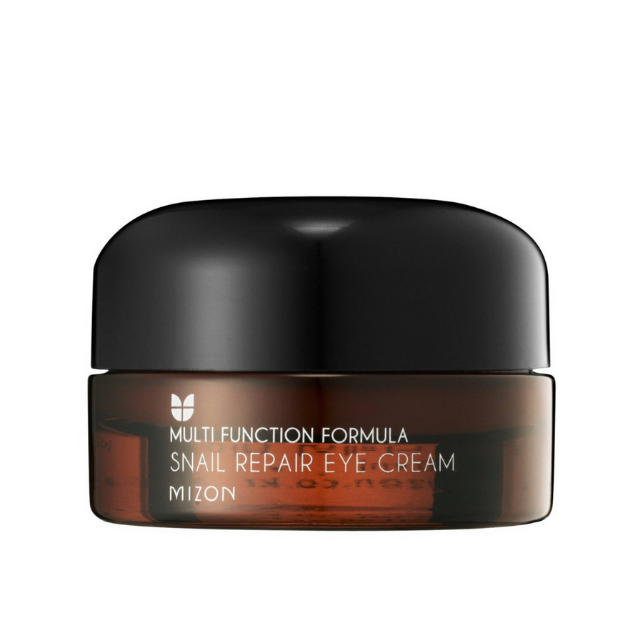 Multifunktionell MIZON Snail Repair Eye Cream riktad mot fina linjer och rynkor.