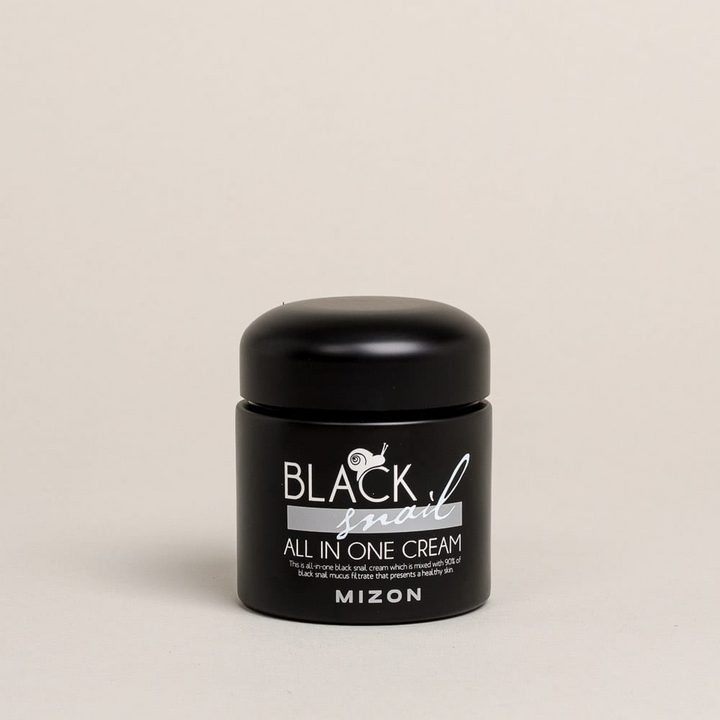 En burk Black Snail All In One Cream 75ml från MIZON.