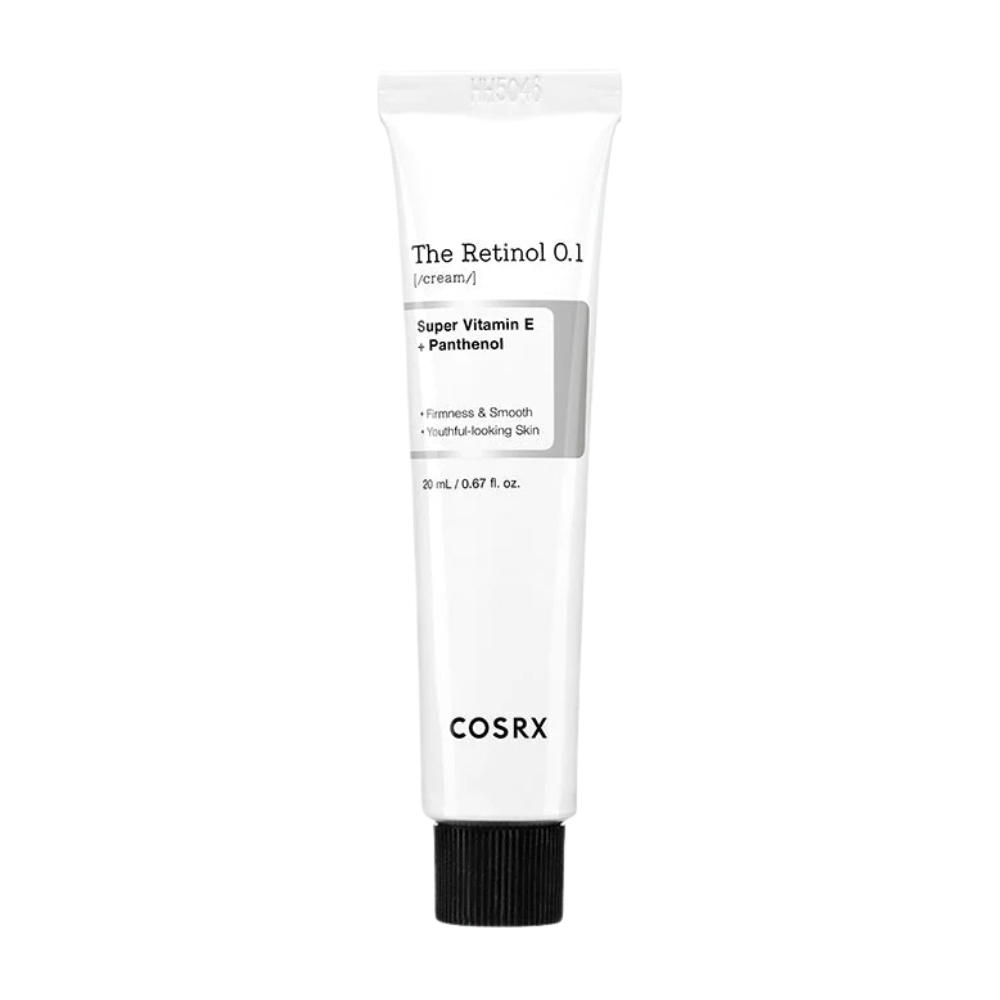 En tub COSRX Retinol 0.1 Cream 20ml på vit bakgrund.